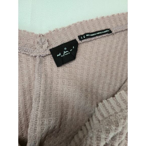 Urban Outfitters Out From Under Twist Front Thermal Top Pink L Cozy Y2K Cottage - Picture 2 of 14